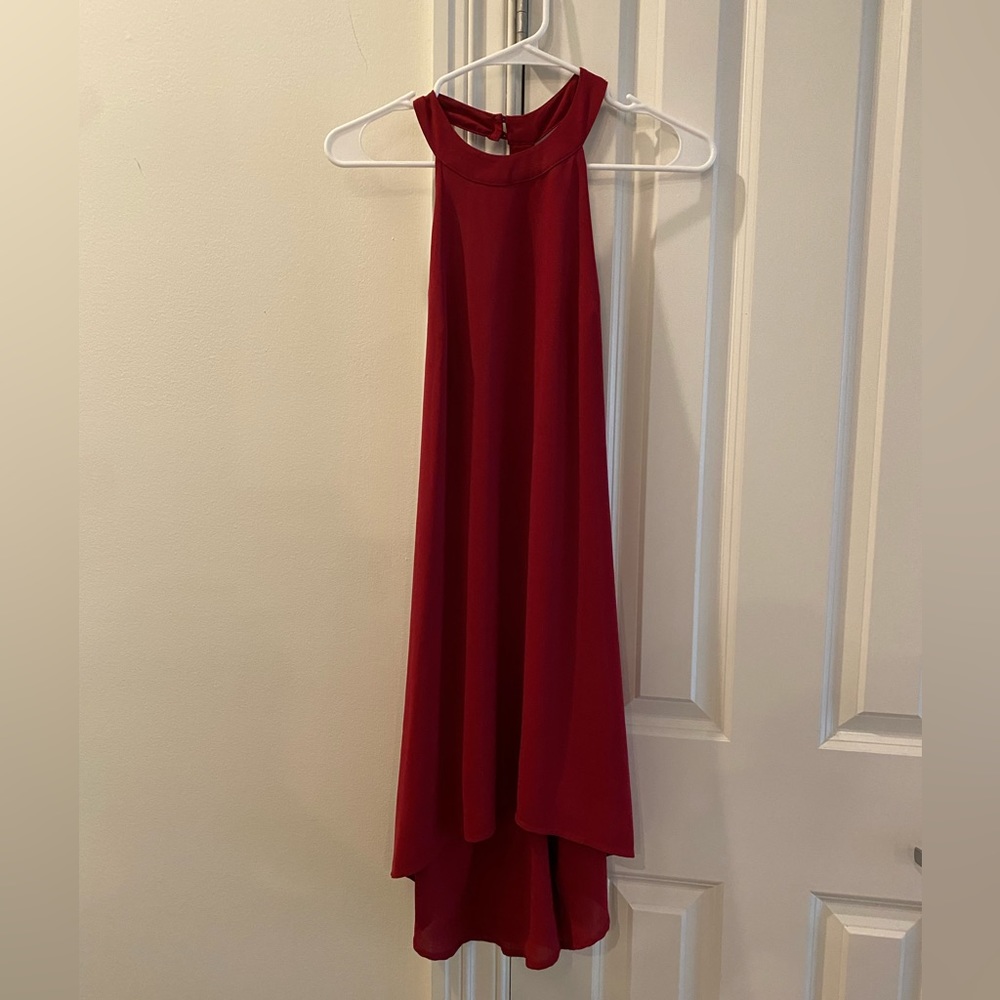 ASTR Maroon Flowy Open Back Shift Dress with Pewter Jewel Detail - Size Small